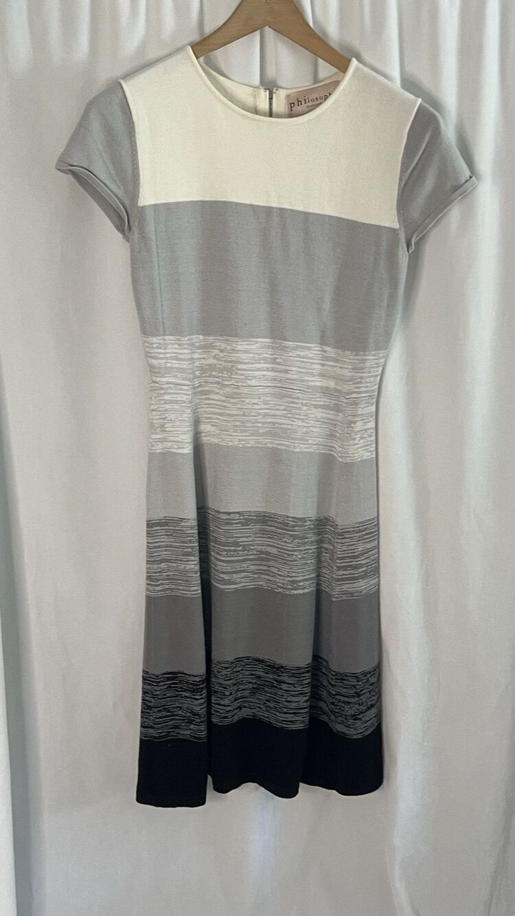 Philosophy Gray shades color block sweater dress w/ zipper small